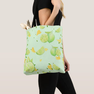 Tropical Green Citrus SUMMER Orange lemon Slice Tote Bag