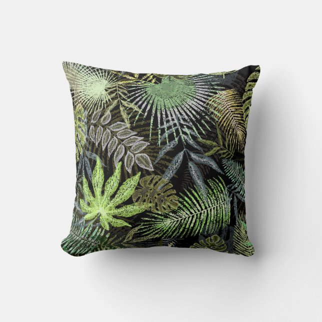 Tropical Green Ferns Cushion (Front)