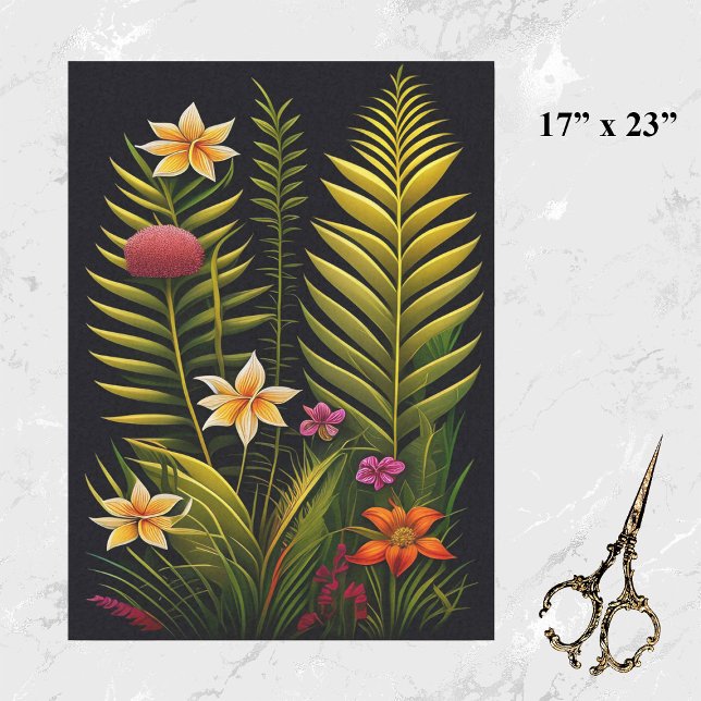 Tropical Green Floral Artwork Large Tissue Paper (Creator Uploaded)