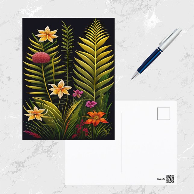 Tropical Green Floral Artwork Postcard (Creator Uploaded)
