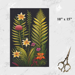 Tropical Green Floral Artwork Small Tissue Paper