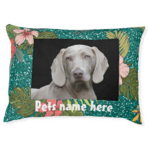 Tropical Green Glitter Design With Your Pets Photo