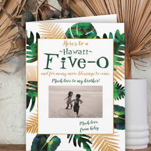 Tropical Green Gold Hawaii Five-0 50th Birthday Invitation