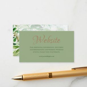 Tropical Green Gold Palm Leaves Wedding Website Enclosure Card