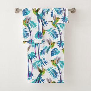 Tropical Green Hummingbirds  Bath Towel Set