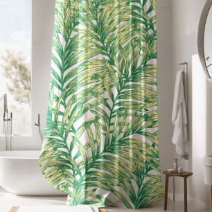 Tropical Green jungle Fern Leaf Shower Curtain