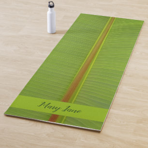 Tropical Green Jungle Leaf Veins Textured Pattern Yoga Mat