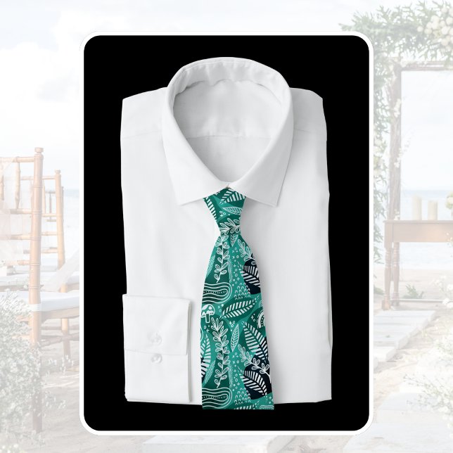 Tropical Green Jungle Leaves Tie (Creator Uploaded)