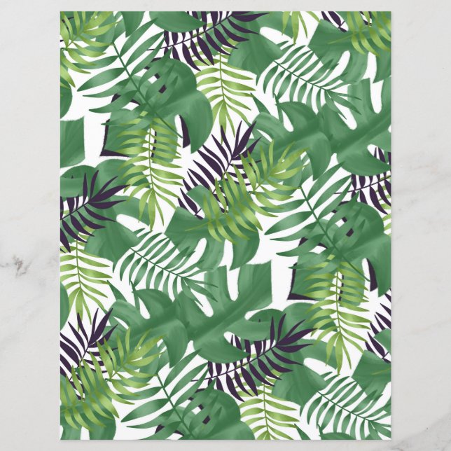 Tropical Green Jungle Pattern Scrapbook Paper (Front)
