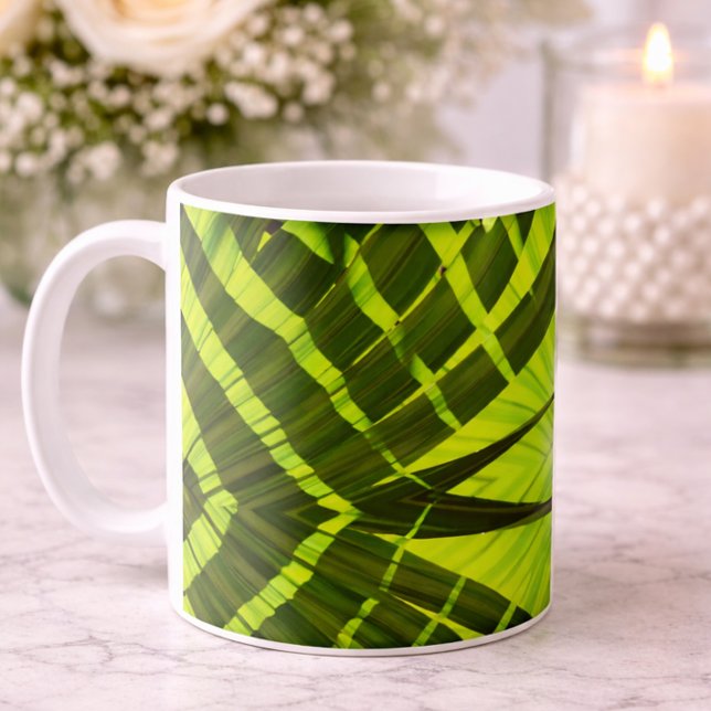 Tropical Green Leaf Mug Nature Inspired Style (Creator Uploaded)