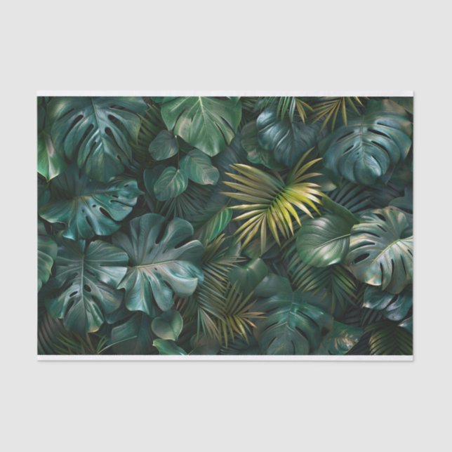 Tropical Green Leaf Palm Fronds Decoupage Tissue Paper (Front)