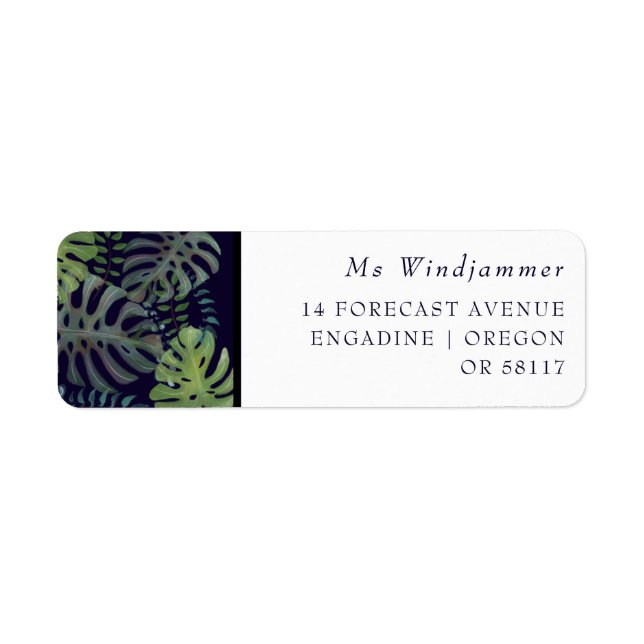 Tropical green leaf  return address label (Front)