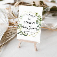 Tropical Green Leaves Baby Shower Welcome