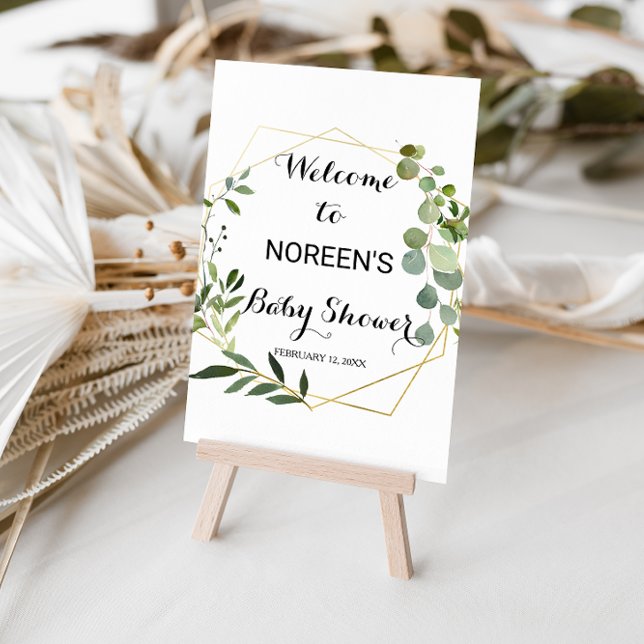 Tropical Green Leaves Baby Shower Welcome Poster (Creator Uploaded)