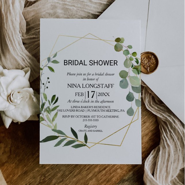 Tropical Green Leaves Bridal Shower Invitation (Creator Uploaded)