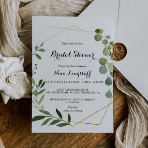 Tropical Green Leaves Bridal Shower Invitation