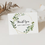 Tropical Green Leaves Bridal Shower Thank You Card<br><div class="desc">This tropical green leaves bridal shower thank you card is perfect for a simple bridal shower. The design features hand-painted beautiful green leaves,  adorning a gold geometric frame.

These cards can be used for a wedding,  bridal shower or any special event.</div>