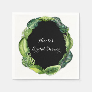 Tropical Green Leaves Elegant Chic Summer Wedding Napkin