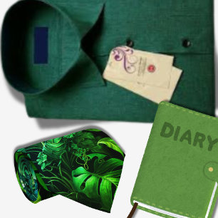 Tropical green leaves Hawaiian pattern Tie