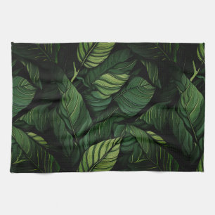 Tropical Green Leaves Housewarming Gift Tea Towel