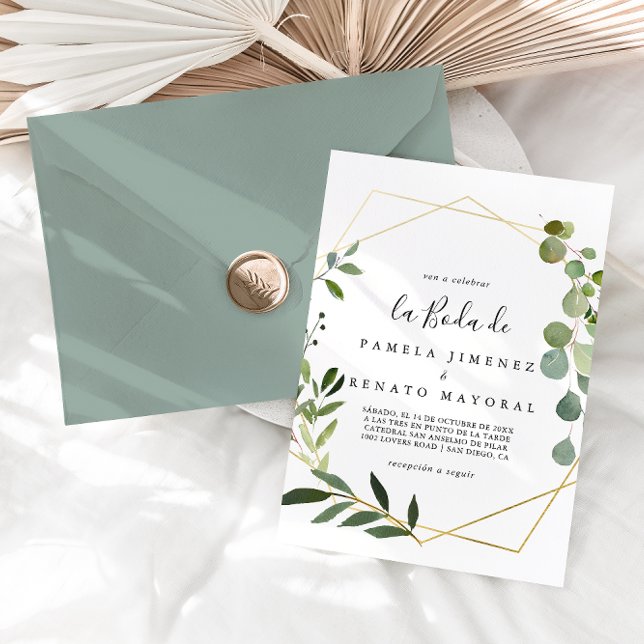 Tropical Green Leaves La Boda de Invitation (Creator Uploaded)