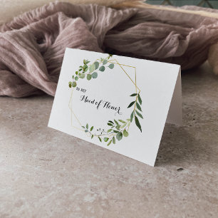 Tropical Green Leaves Maid of Honour Thank You Card