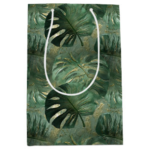 Tropical Green Leaves Medium Gift Bag