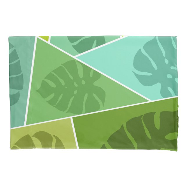 TROPICAL GREEN LEAVES PATTERN  PILLOWCASE (Front)