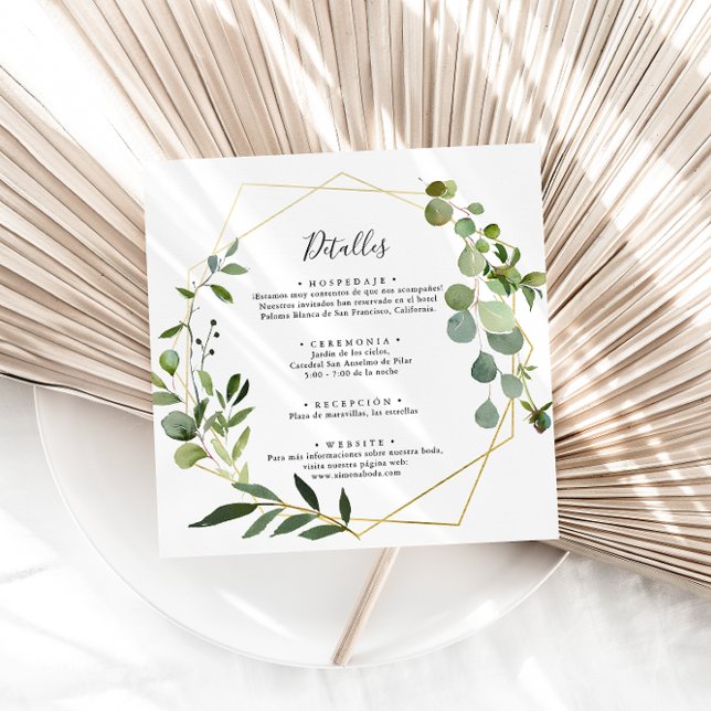 Tropical Green Leaves Spanish Wedding Details Enclosure Card (Creator Uploaded)