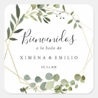 Tropical Green Leaves Spanish Wedding Welcome