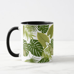 Tropical Green Leaves Summer Pattern Illustration Mug