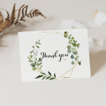 Tropical Green Leaves Thank You Card<br><div class="desc">This tropical green leaves thank you card is perfect for a simple wedding or any event. The design features hand-painted beautiful green leaves,  adorning a gold geometric frame.</div>