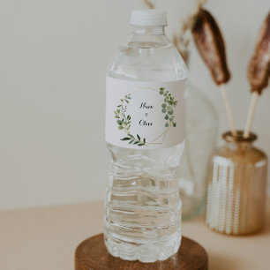 Tropical Green Leaves Water Bottle Label