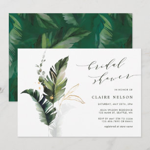 Tropical Green Leaves Wedding Bridal Shower Invitation