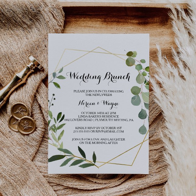 Tropical Green Leaves Wedding Brunch Invitation (Creator Uploaded)