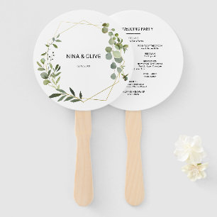 Tropical Green Leaves Wedding Hand Fan