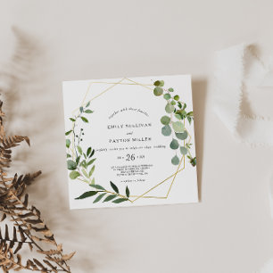 Tropical Green Leaves Wedding Invitation