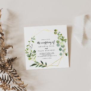 Tropical Green Leaves Wedding  Invitation