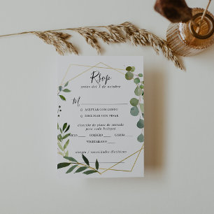 Tropical Green Leaves Wedding Menu Choice RSVP