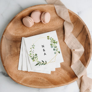 Tropical Green Leaves Wedding Napkin