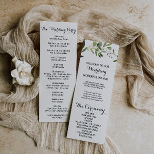 Tropical Green Leaves Wedding Program