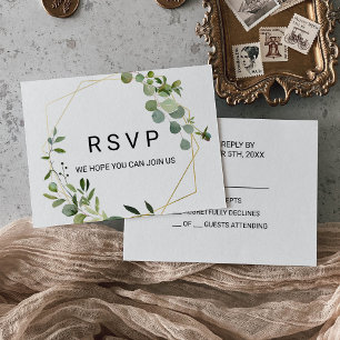 Tropical Green Leaves Wedding RSVP Card