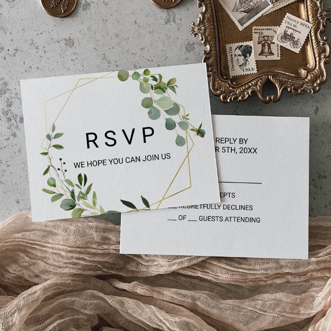 Tropical Green Leaves Wedding RSVP Card (Creator Uploaded)