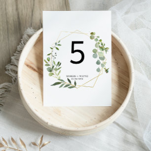 Tropical Green Leaves Wedding Table Number