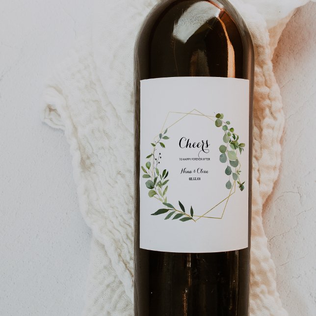 Tropical Green Leaves Wedding Wine Labels (Creator Uploaded)