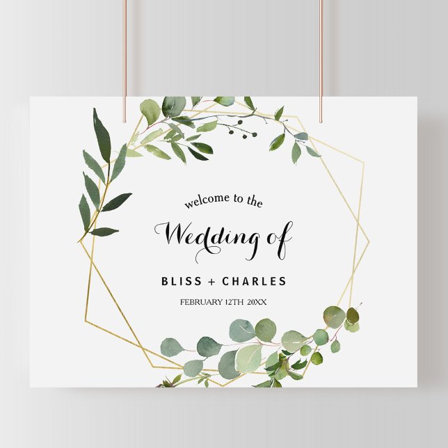 Tropical Green Leaves Welcome Wedding Poster (Creator Uploaded)