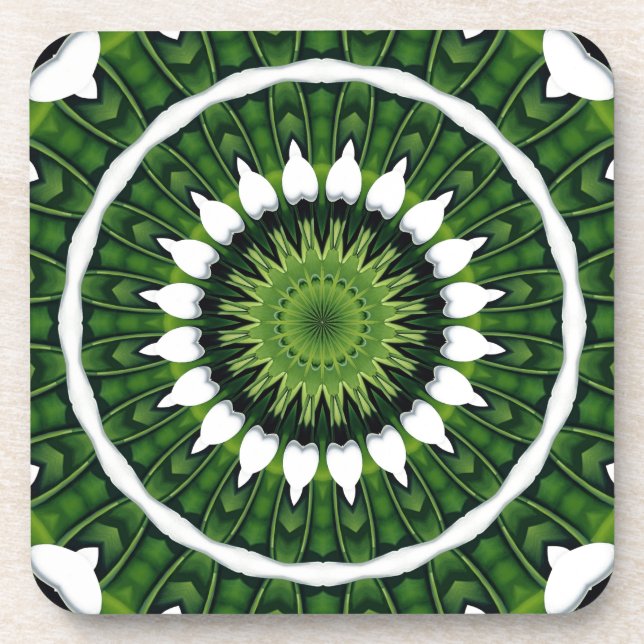 Tropical Green Mandala Coaster (Front)