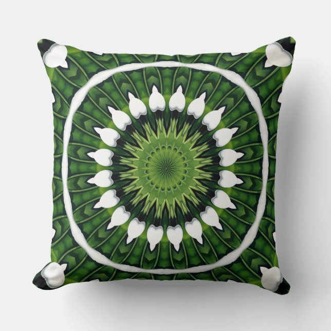 Tropical Green Mandala Cushion (Front)