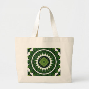 Tropical Green Mandala Large Tote Bag