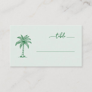 Tropical Green Minimalist Palm Tree Place Card